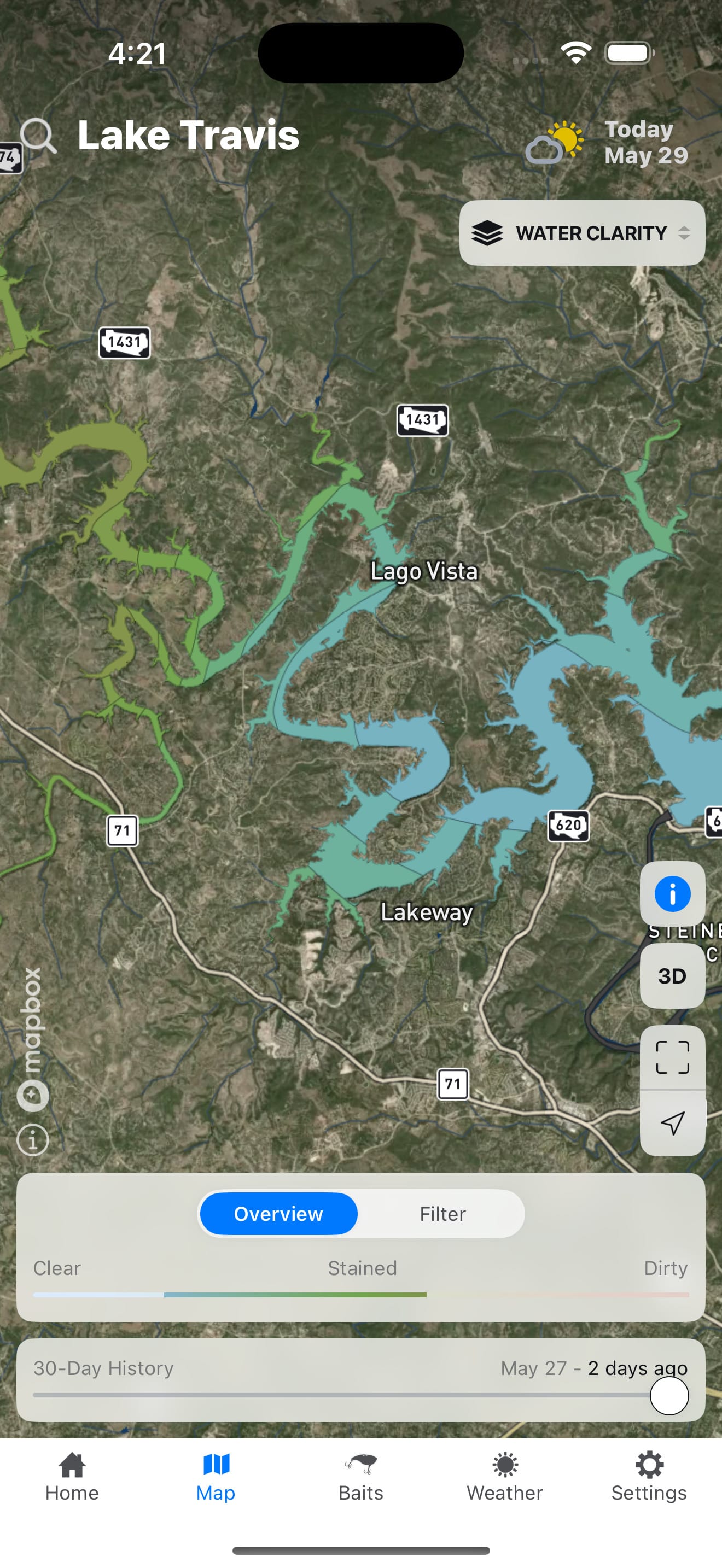 Deep Dive Water Clarity Map