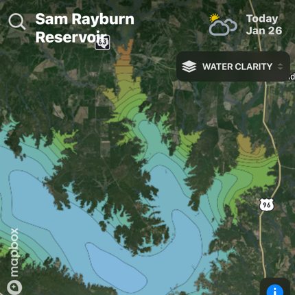 Sam Rayburn - Water Clarity Map