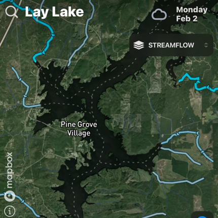 Lay Lake - Streamflow