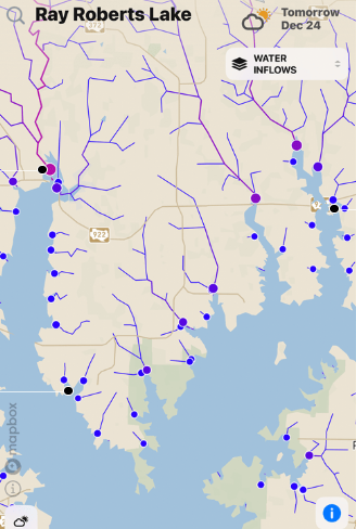 Water Inflows Lake Map