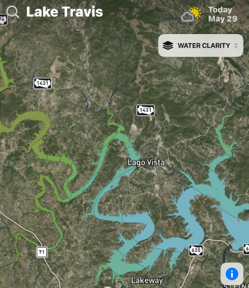 Lake Travis Water Clarity Map