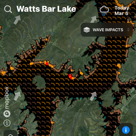 Watts Bar Lake: Wave Impacts Map