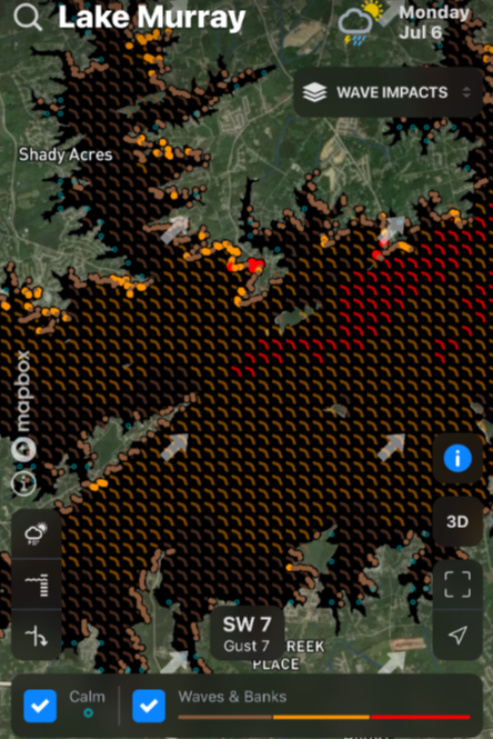 Lake Murray - Wave Impacts Map