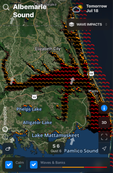 Pasquotank River - Wave Impacts Map
