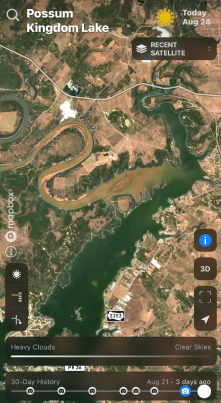 Possum Kingdom Lake - Recent Satellite Map