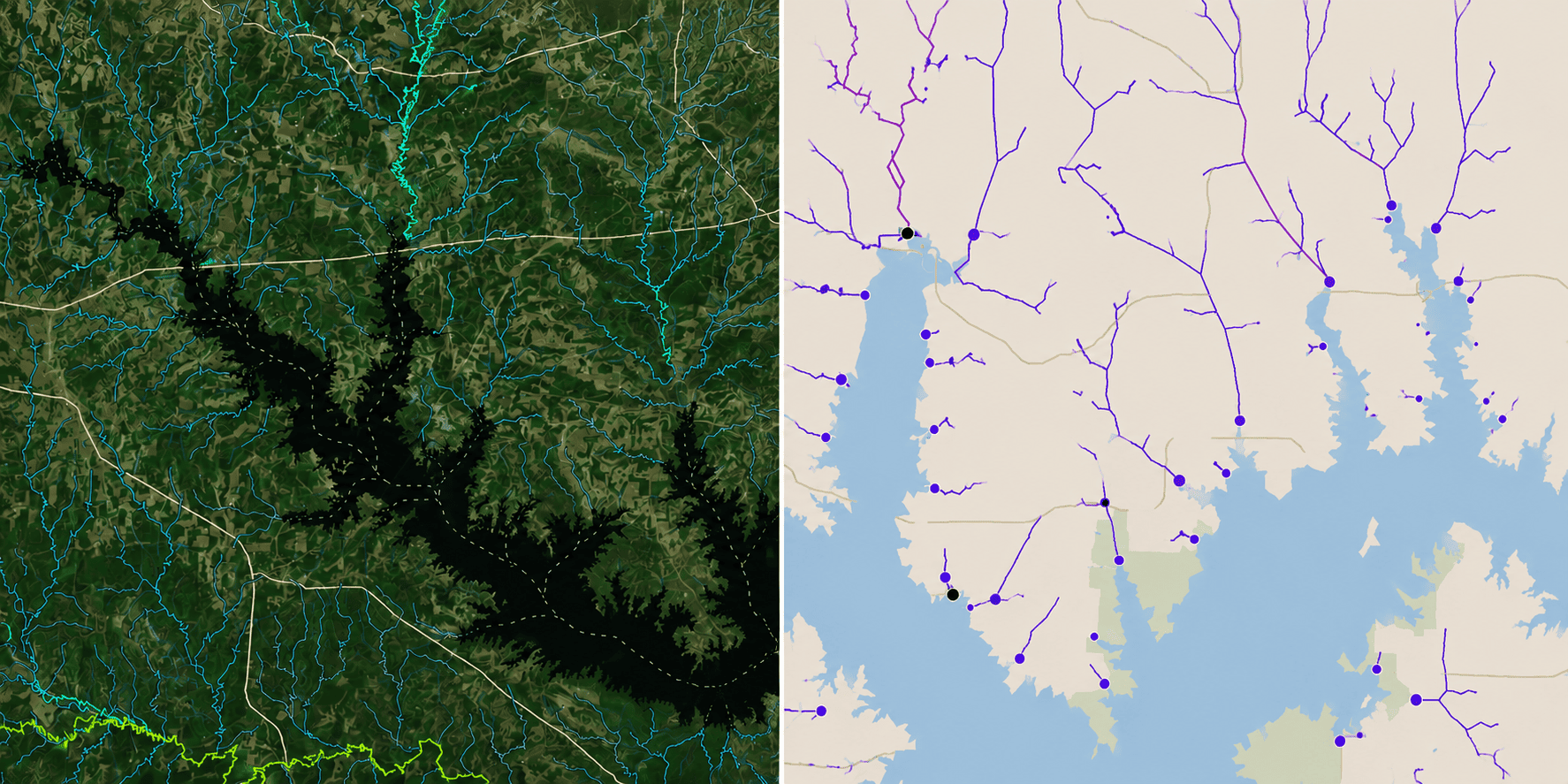 Streamflow Map vs. Water Inflows Map